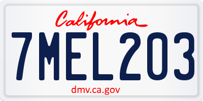 CA license plate 7MEL203