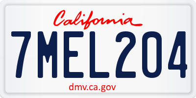 CA license plate 7MEL204