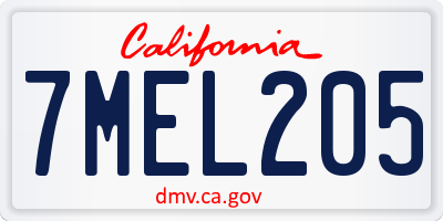 CA license plate 7MEL205