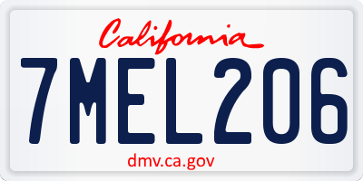 CA license plate 7MEL206