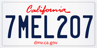 CA license plate 7MEL207