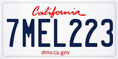 CA license plate 7MEL223