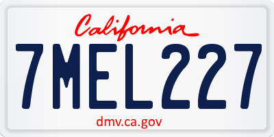 CA license plate 7MEL227