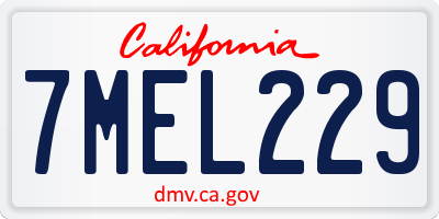 CA license plate 7MEL229