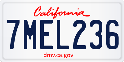 CA license plate 7MEL236