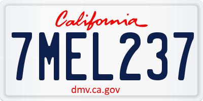 CA license plate 7MEL237