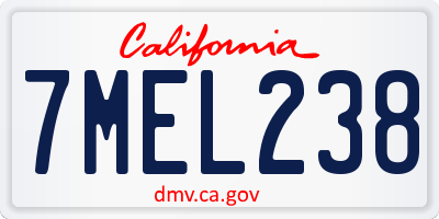 CA license plate 7MEL238