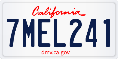 CA license plate 7MEL241