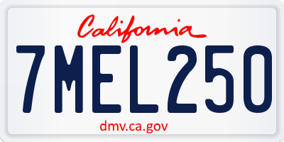 CA license plate 7MEL250