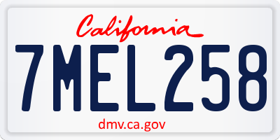 CA license plate 7MEL258