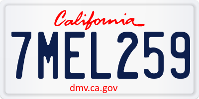 CA license plate 7MEL259