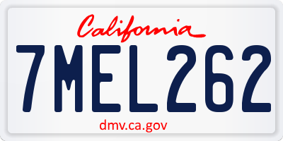 CA license plate 7MEL262