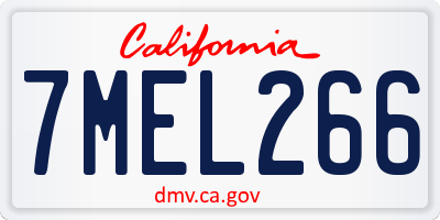 CA license plate 7MEL266
