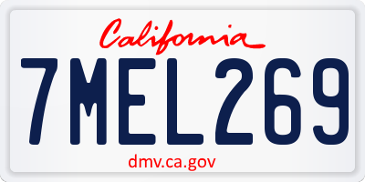 CA license plate 7MEL269