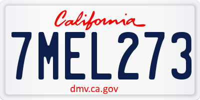 CA license plate 7MEL273