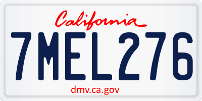 CA license plate 7MEL276