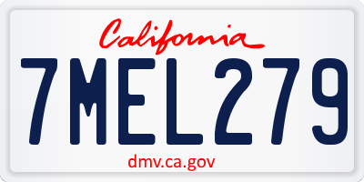CA license plate 7MEL279