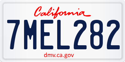 CA license plate 7MEL282