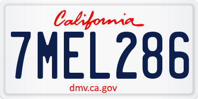 CA license plate 7MEL286