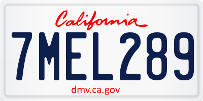 CA license plate 7MEL289