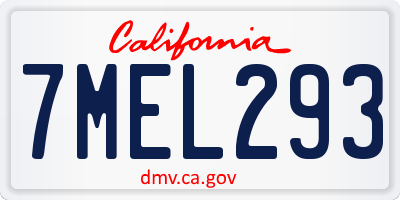CA license plate 7MEL293