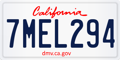 CA license plate 7MEL294