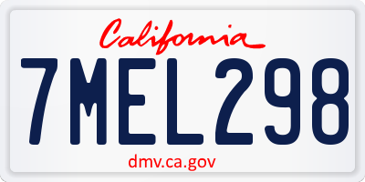 CA license plate 7MEL298