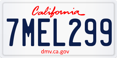 CA license plate 7MEL299