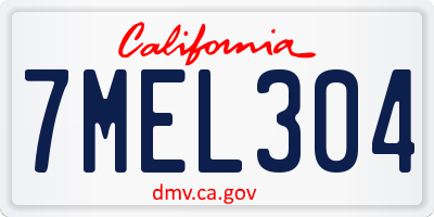 CA license plate 7MEL304