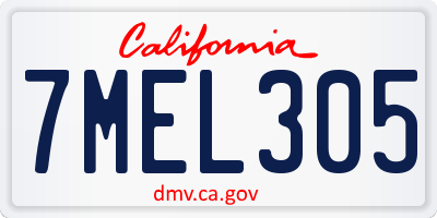 CA license plate 7MEL305