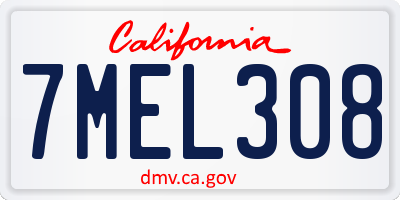 CA license plate 7MEL308