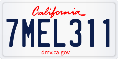 CA license plate 7MEL311
