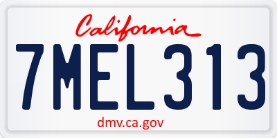 CA license plate 7MEL313