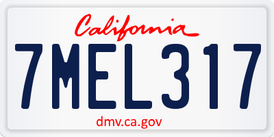 CA license plate 7MEL317