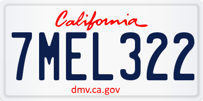 CA license plate 7MEL322