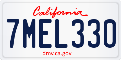 CA license plate 7MEL330