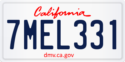 CA license plate 7MEL331