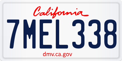 CA license plate 7MEL338