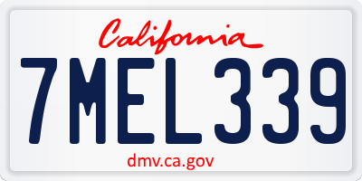 CA license plate 7MEL339