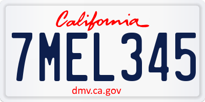 CA license plate 7MEL345