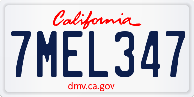 CA license plate 7MEL347