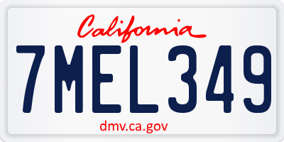 CA license plate 7MEL349