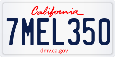 CA license plate 7MEL350