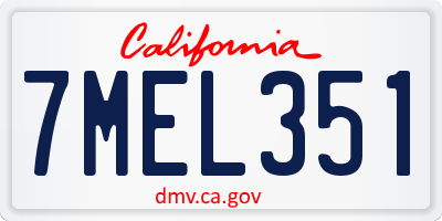 CA license plate 7MEL351