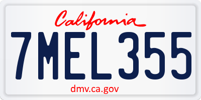 CA license plate 7MEL355