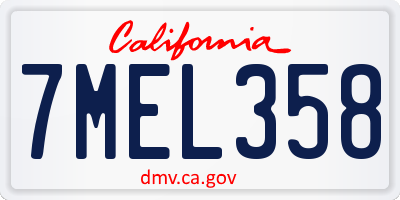 CA license plate 7MEL358