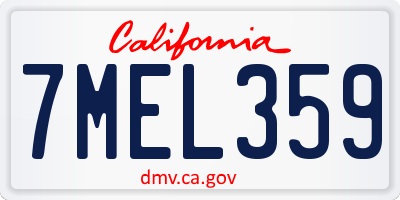 CA license plate 7MEL359