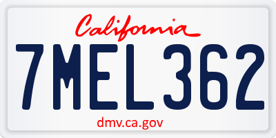 CA license plate 7MEL362