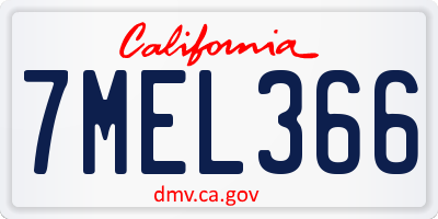 CA license plate 7MEL366