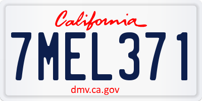 CA license plate 7MEL371